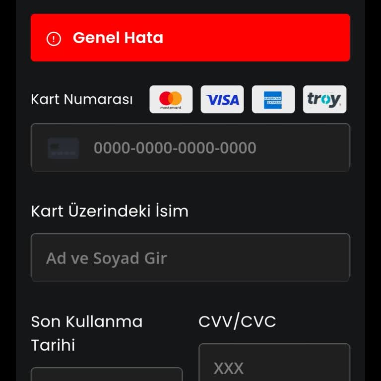 Tabii Premium Ödeme İşlemi Genel Hata Veriyor, Ödeme Gerçekleşmiyor