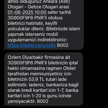Obilet'te Bilet İptalinde Yetersiz Bilgilendirme Ve Haksız Kesinti Mağduriyeti