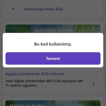 Getir Hediye Çeki Kodunun Kullanılamaması Ve Sorunun Çözülememesi