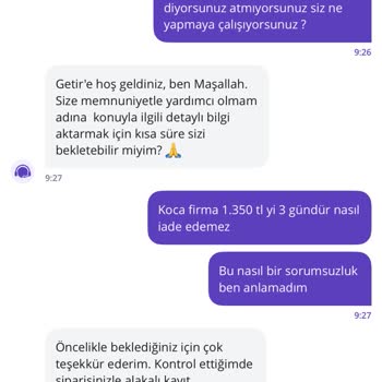 Getir'den Alınan Ürün Teslim Edilmedi, Para İadesi Yapılmıyor