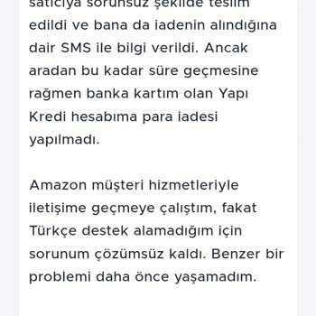 Amazon İade Ücretim Banka Hesabıma Yatırılmadı Türkçe Destek Alamadım