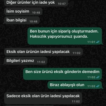 Eksik Ve Yanlış Ürün, İade Kabul Edilmiyor!