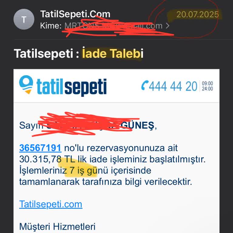 Tatil İptali Sonrası Geciken Para İadesi