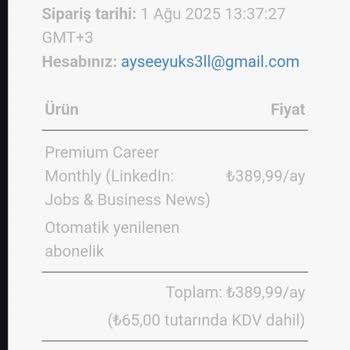 Bilgim Dışında Google Linkedln Adıyla Kartımdan Para Çekildi İade İstiyorum