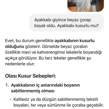 Ayakkabıdan Çoraba Bulaşan Boya Lekesi Ve İade Talebi