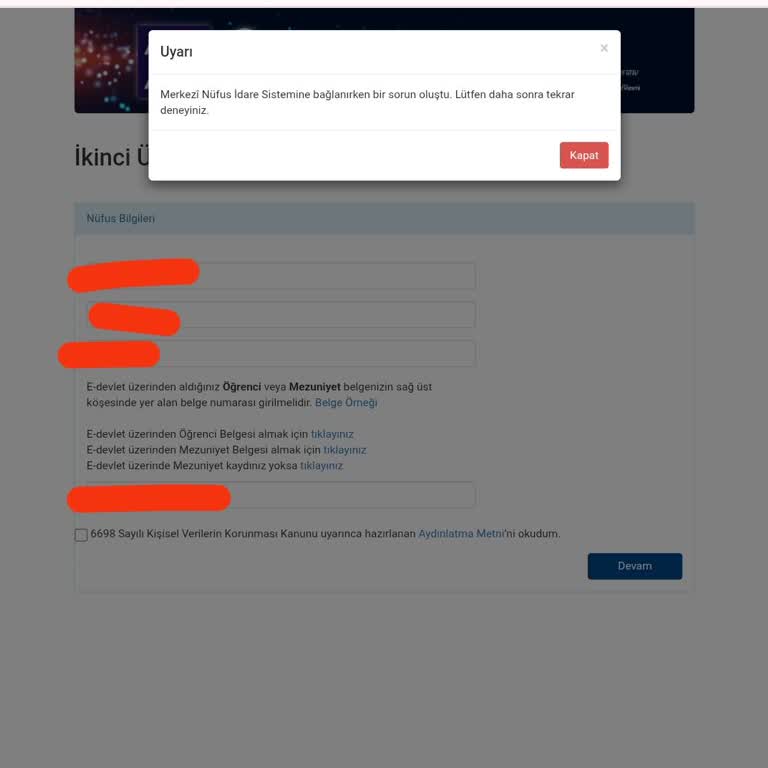 İkinci Üniversite Başvurusunda Giriş Sorunu Yaşıyorum