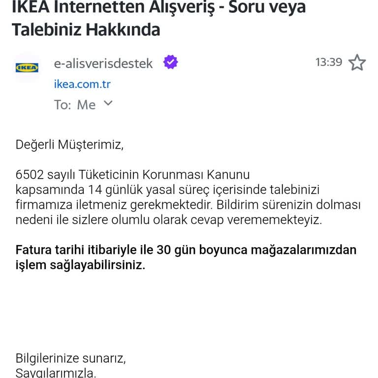 10 Yıl Garanti Veren IKEA, 14 Gün Sonra Hasarlı Ürünü Değiştirmiyor