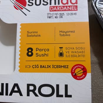 Dardanel Sushi Siparişimde Sos Çıkmaması Hayal Kırıklığı Yarattı