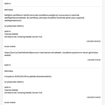 İsimtescil'den Ücretsiz SSL Kurulumunda Destek Alamıyorum