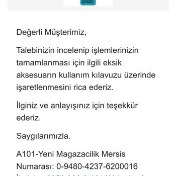 Eksik Parça Sorunu Çözümsüz Kaldı: A101 Online'dan Aldığım Dikiş Makinesinin Ayak Pedalı Gelmedi