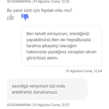 Satıcıdan Gelen Nezaketsiz Ve Aşağılayıcı Yanıtlar Mağduriyetim