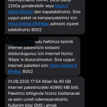 Ek İnternet Paketlerim Beklenmedik Şekilde Hızla Tükeniyor, Çözüm Sunulmuyor