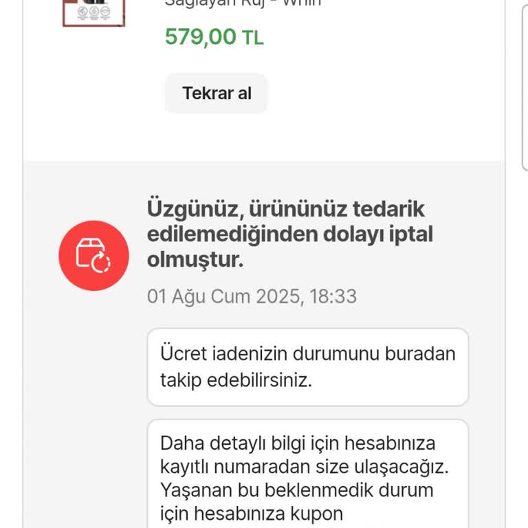 Stokta Görünen Ürün Siparişim İptal Edildi, Mağduriyet Yaşıyorum