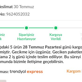 Teslimat Gecikti Müşteri Hizmetlerinden Net Bilgi Alamadım