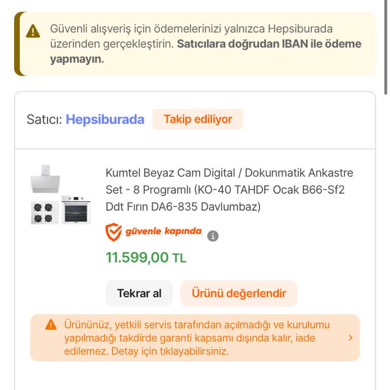Yeni Alınan Ankastre Setin Arızalı Çıkması Ve Çözüm Üretilmemesi Mağduriyet Yaratıyor