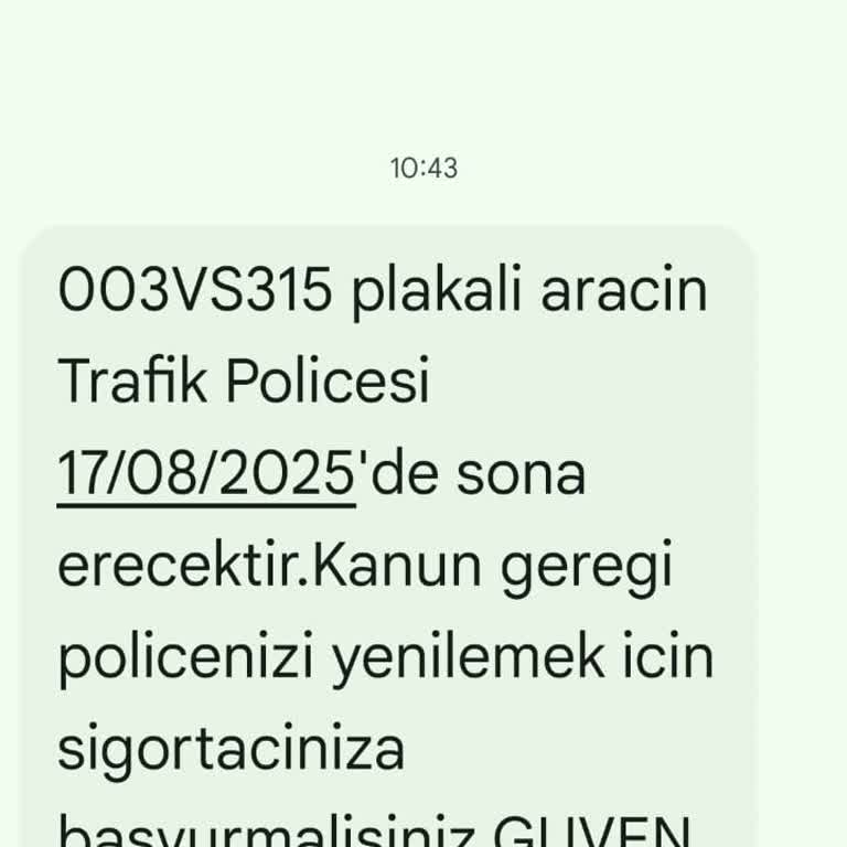 E Devlette Adıma Kayıtlı Olmayan Araç Plakasıyla İlgili Yanlış Mesaj Aldım