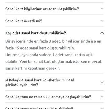 Sanal Kart Limiti Sorunu Nedeniyle Yeni Kart Açamıyorum