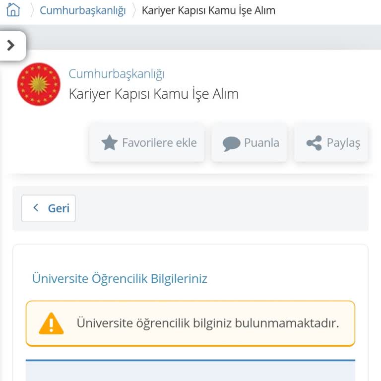 Kariyer Kapısı'nda Mezuniyet Bilgim Görünmüyor, Başvuru Yapamıyorum