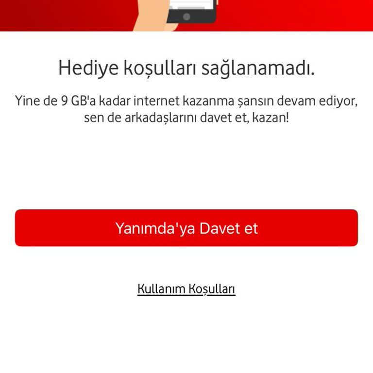 Vodafone Kazan Kazan Kampanyasında Hediye İnternet Verilmedi