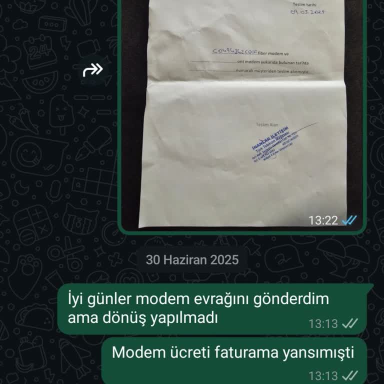 Teslim Edilen Modem İçin Haksız Fatura Ve Yasal İşlem Tehdidi