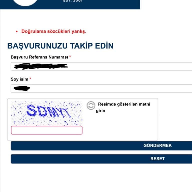 Vize Başvuru Takip Sisteminde Doğrulama Sorunu Nedeniyle Bilgiye Erişemiyorum