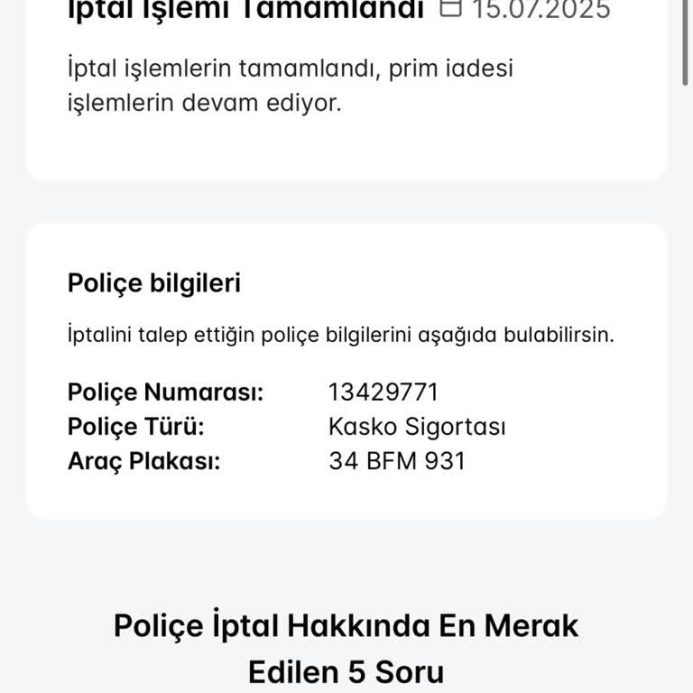 Kasko Poliçesi İptal Edildi, 8 Aydır Geri Ödeme Yapılmadı!