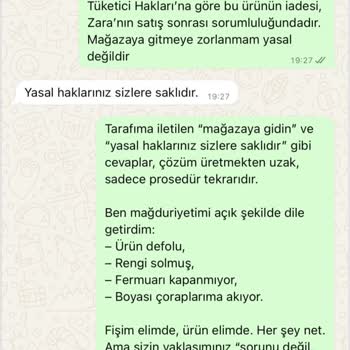 Zara Pantolonda Renk Solması, Fermuar Arızası Ve İade Engeli Mağduriyeti
