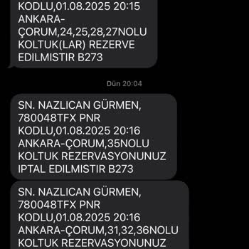 Bilet Fiyatı Ve Koltuk Numarası Keyfi Değiştirildi