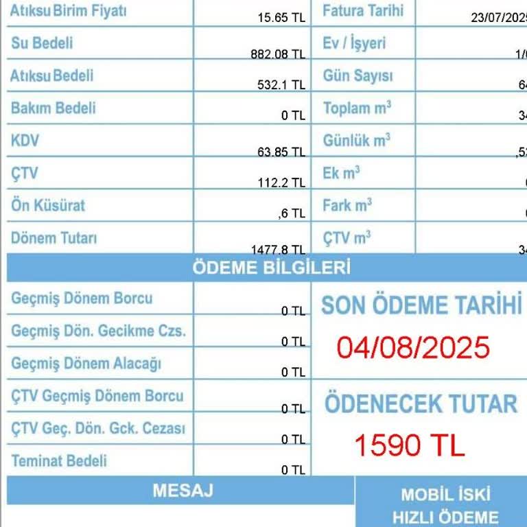 İstanbul Büyükşehir Belediyesi Su Sayacı Geç Okundu, Fatura Haksız Yere Yüksek Geldi
