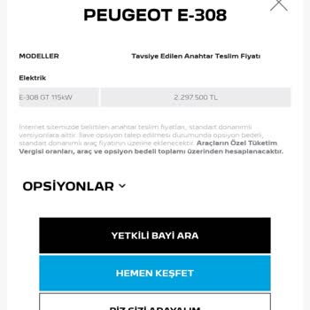 Peugeot E-308’in Fahiş Fiyatlandırması Tüketiciyi Zorluyor