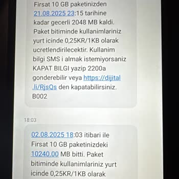 Mobil İnternet Paketimden Haksız Kota Düşümü Ve Çözüm Eksikliği