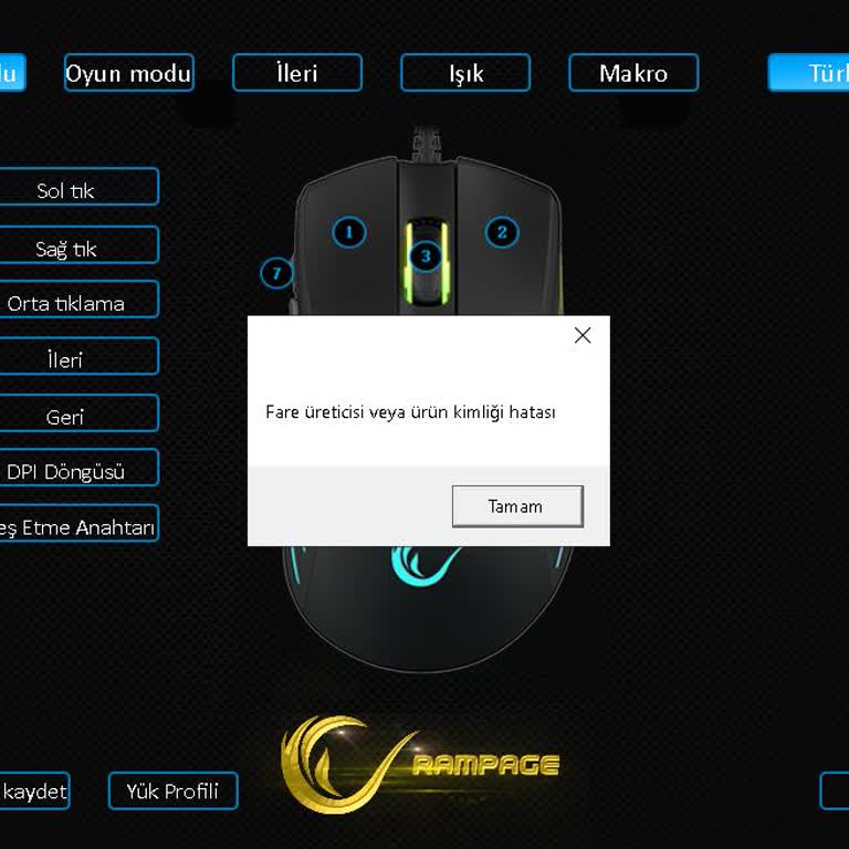Rampage SMX R33 Limbo Mouse'ta Sürekli Ürün Kimliği Hatası Ve Kullanım Sorunu