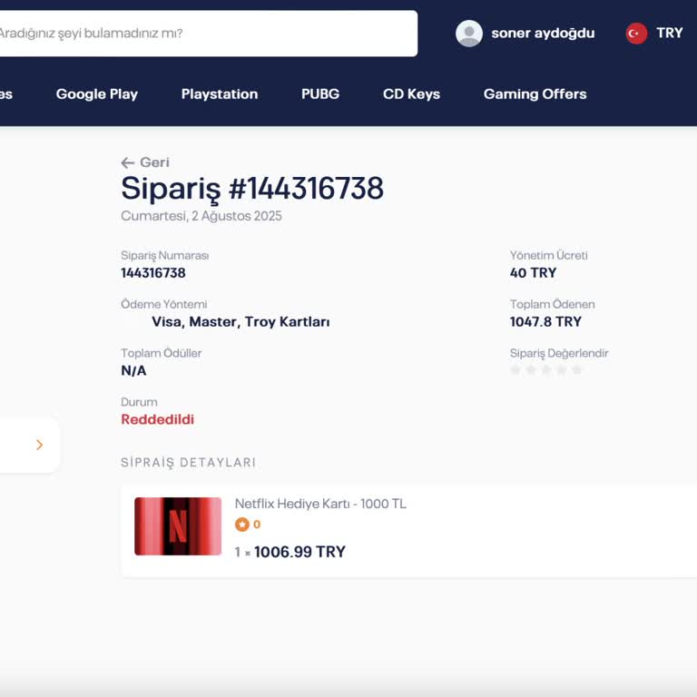 Sipariş İptali Ve Canlı Destek Sorunu Yaşadım