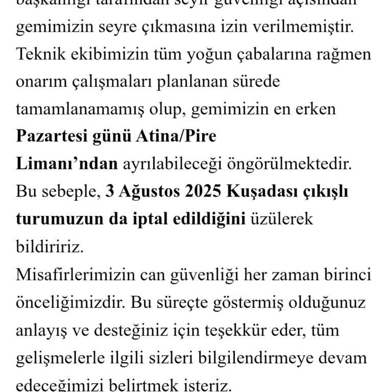 Yunan Adaları Turunun Son Anda İptali Ve Mağduriyet
