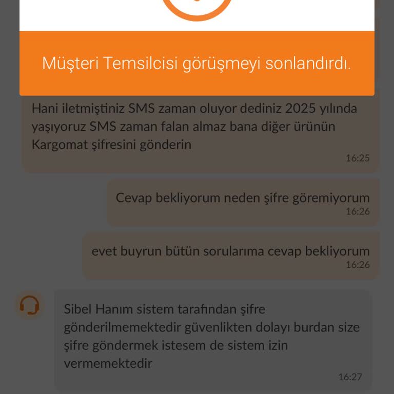 Kargomata Gelen Siparişim İçin Şifre SMS'i Alamadım, Destek Yetersiz Kaldı