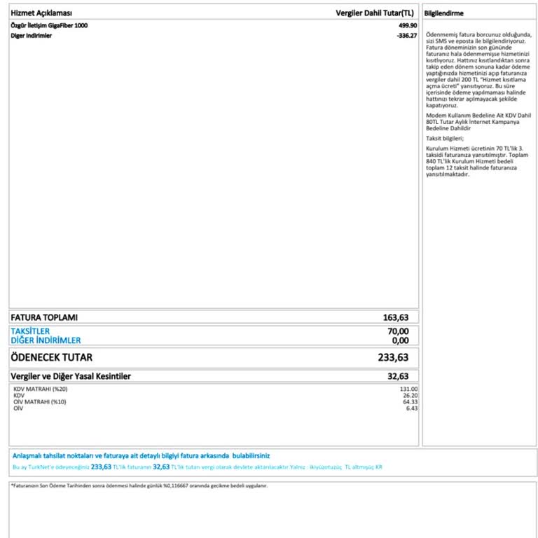 Kullanılmayan Döneme Fatura Ve Sürekli İnternet Kesintisi Mağduriyeti