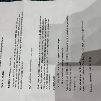 Aldığım Yelekte Deformasyon Ve İade Talebimin Reddedilmesi