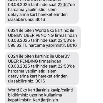 Haberim Olmadan Kartımdan Uber İşlemi Yapıldı!