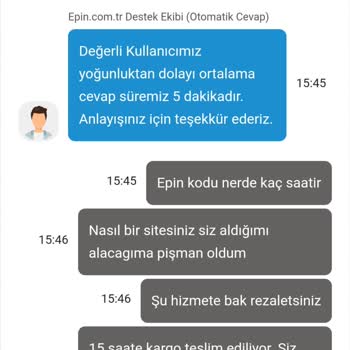 Epin Kodları Teslim Edilmiyor Destek Yok Para Alınıp Hizmet Verilmiyor