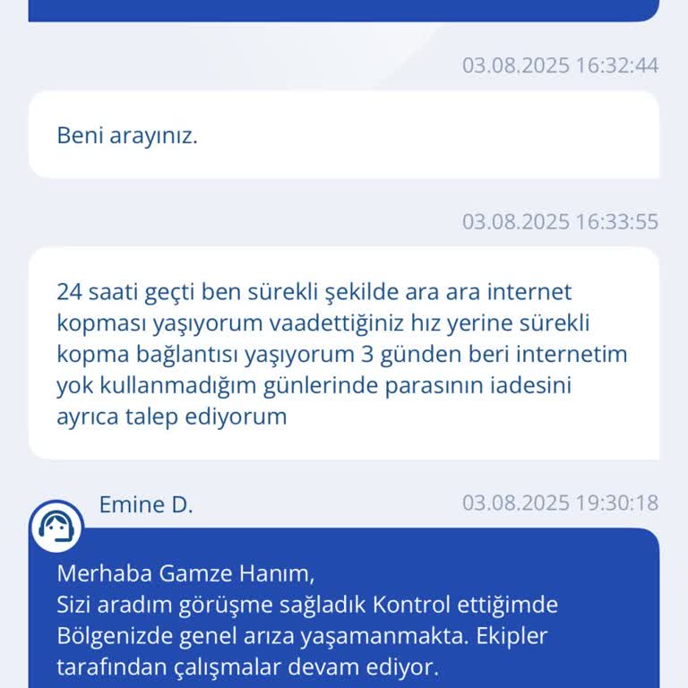 Uzun Süreli İnternet Kesintisi Ve Ücret İadesi Talebi