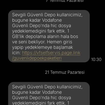 Kullanılmayan Güvenli Depo İçin Sürekli Mesaj Almak İstemiyorum