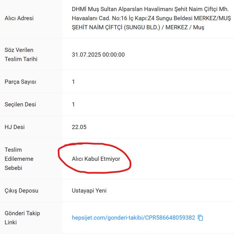 Hepsijet Dağıtım Bölgesinde Olmasına Rağmen Kargom Teslim Edilmedi
