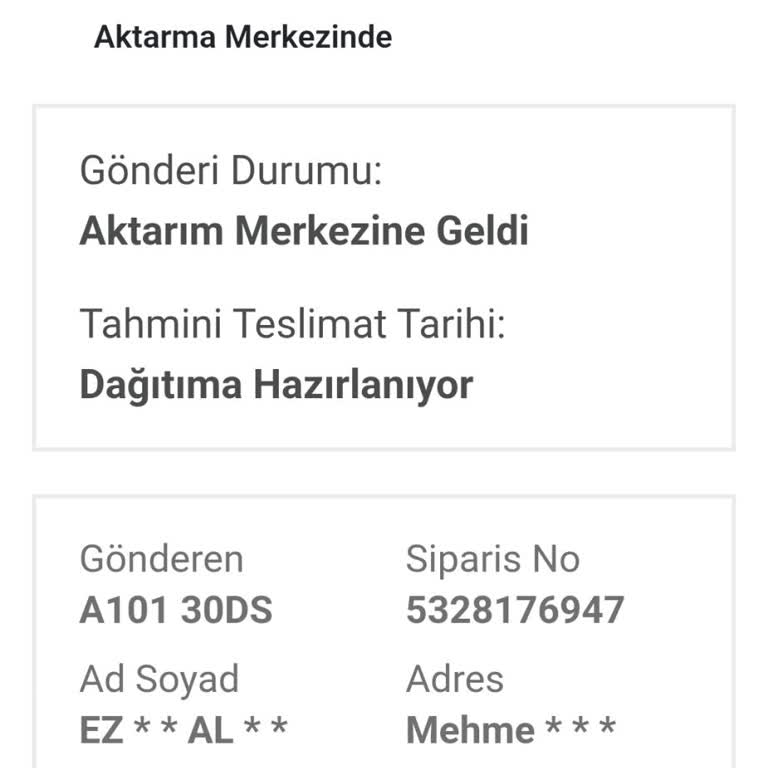 A101’den Sipariş Verdim, Kargo Teslim Edilmedi Ve Müşteri Hizmetleri Cevap Vermiyor!