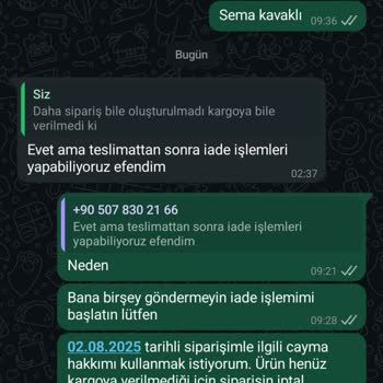 Sipariş İptali Ve Ücret İadesi Talebim Cevapsız Kaldı