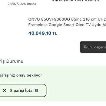 Vatan Bilgisayar'dan Aldığım TV 10 Gündür Kargolanmadı, Fiyat Artışıyla Mağdur Oldum