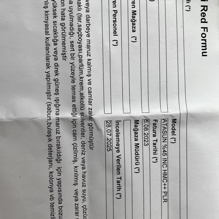 Numaralı Güneş Gözlüğümde Camda Bulutlanma Oluştu İtirazım Var