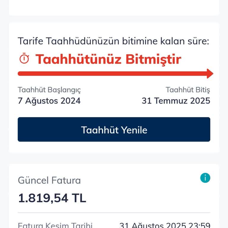 Taahhüt Yenilemede Sorun Ve Yüksek Fatura Şoku