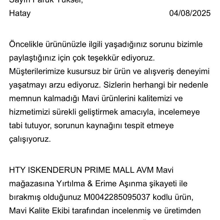 Aldığım Pantolonda Oluşan Aşınma Ve İnceleme Sonucu Red Cevabı