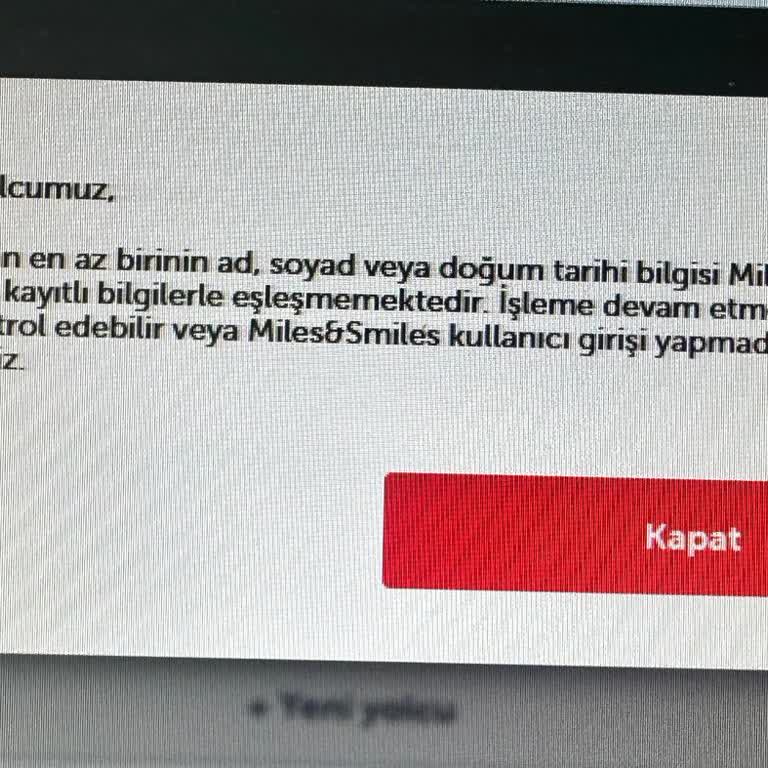 Miles And Smiles Üyeliğiyle Bilet Alımında Sürekli Hata Ve Çözüm Eksikliği