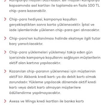 Akbank Kampanya Şartları Belirsizliğiyle Chip Para Yüklemedi
